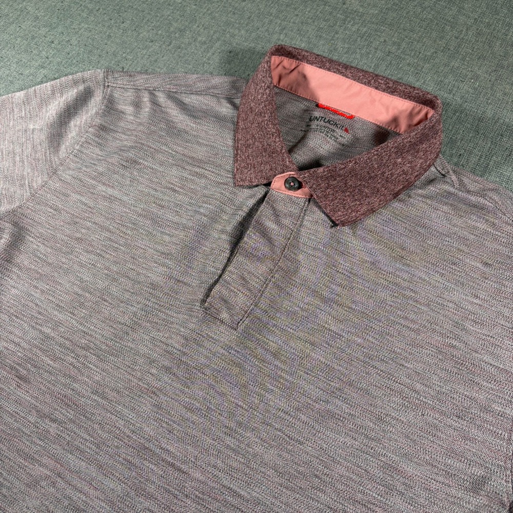 UNTUCKit Polo Shirt Mens XL Pink Hannifer Space Dye Heathered Stretch 40495